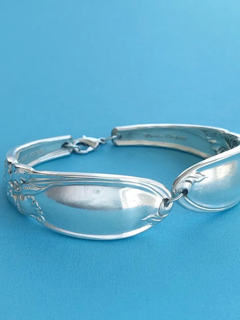 Vintage 1953 Oneida Community White Orchid Silverware Spoon Bracelet